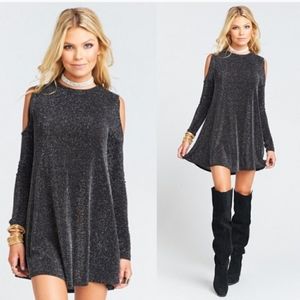 Show Me Your Mumu Teddy Metallic Tunic Dress Black